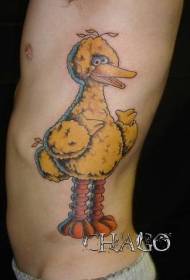 Side rib cartoon yellow duck tattoo pattern