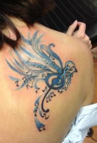 Combinazione tatuaggio tatuaggio uccello blu uccello modello tatuaggio posteriore