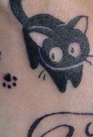 Stampa della zampa del collo del piede e piccolo disegno del tatuaggio del gatto nero