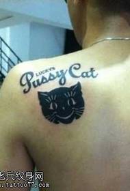 Gatto a spalla con lettera totem tattoo pattern