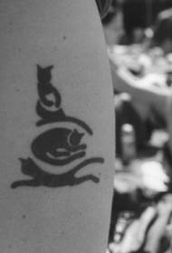 Thigh cat silhouette black tattoo pattern