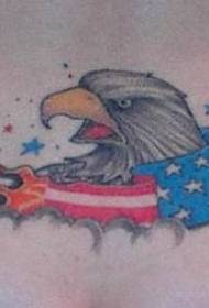 Flame eagle and american flag tattoo pattern