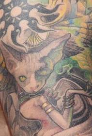 Egyptská sfinga kočka barva tetování vzor