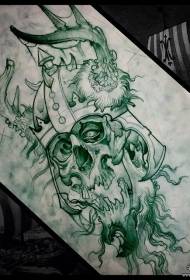 歐美的Skullschool鹿角紋身圖案手稿