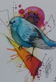 Europæisk og amerikansk farve lille frisk fugl stænkfarve tatoveringsmanuskript