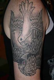 Colomba grisa nera colomba cù mudellu di tatuaggi di eagle