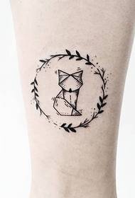 Wzór linii tatuaż mały świeży geometryczny kot roślina linii