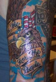 Patriotic Eagle Bendera ya Amerika ya Barua Tatoo