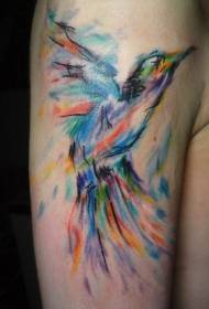 Padrão de tatuagem de pássaro em aquarela de braço grande