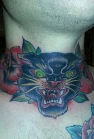 Patró de tatuatge de gats grans i roses i diables