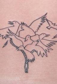 Modeli tatuazh i siluetës minimale të shpendëve