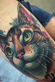 Modello di tatuaggio gatto dell'acquerello gamba
