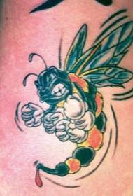 Piktas animacinių bičių tatuiruotės modelis