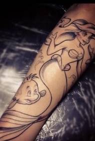 Braccio semplice linea nera tatuaggio sirena modello tatuaggio