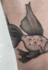 Симпатичная черная линия жало татуировки золотой рыбки