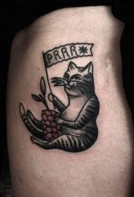 Tatoveringsmønster for katt og brev frukt