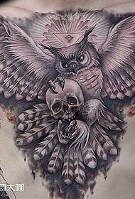 Chest owl tattoo mokhoa