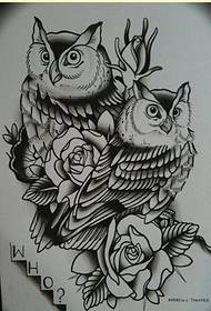 Mafashoni akanaka kutarisa owl rose tattoo manuscript pikicha pikicha