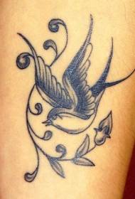 Bellissimo modello di tatuaggio con rondine e vite