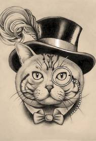 Modello del manoscritto del tatuaggio dell'illustrazione del gattino