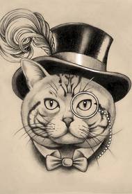 Kitten Illustratioun Tattoo Manuskript Muster