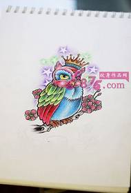 ფერადი გვირგვინი owl tattoo ხელნაწერი სურათი