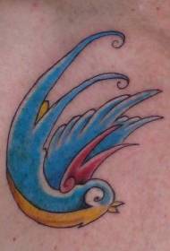 Pola tattoo manuk warni anu éndah