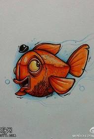لون الكرتون الأسماك وشم مخطوطة الصورة