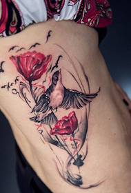 Tënt giel Uelzecht Vogel Lotus Tattoo Muster