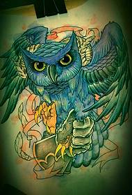 Faarweg Perséinlechkeet Owl Tattoo Manuskriptebild