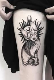 Sphinx cat's set of black gray cat tattoo pictures