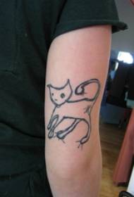 Tato kucing kecil segar Banyak garis sederhana tato sketsa pola tato kucing kecil segar