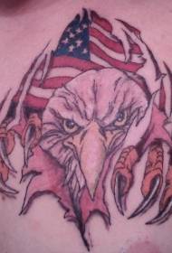 Amerikansk flagg eagle claw og eagle head tatoveringsmønster
