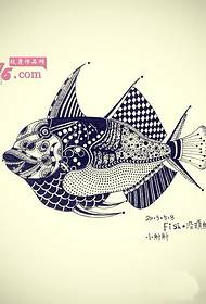 Foto creativa del manoscritto del tatuaggio del pesce della vaniglia