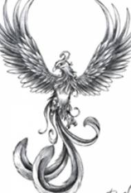 Krásný černý šedý bod trn abstraktní linie malé zvíře phoenix tetování rukopis