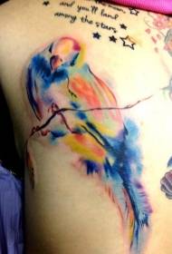 Motif de tatouage coloré bel oiseau
