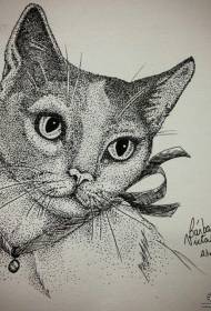 Manoscritto di modello di tatuaggio di gatto pungiglione europeo e americano