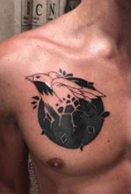 Pojke axel svart geometrisk enkel linje liten djur fågel tatuering bild