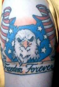 Modello di tatuaggio di aquila bandiera americana per sempre lettera braccio libero