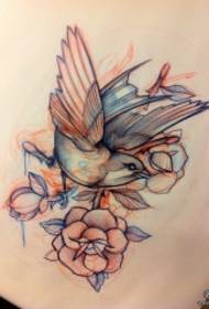 Manuscrit de tatuatge d'aus de l'escola de roses europees i americanes