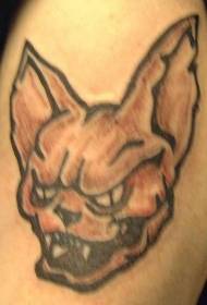 Gekleurde kat demoon tatoeëring patroon