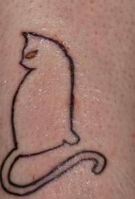Patrón de tatuaje de silueta de gato de ojos rojos
