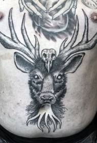 Trbušnjački misteriozni stil graviranja demon koza s uzorkom tetovaže lubanje ptica