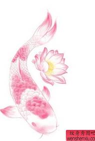 Inko fiŝo lotuso tatuaje ŝablono