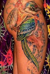 Uccello colorato con modello di tatuaggio elfo volante
