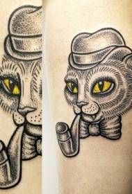 Faʻataʻitaʻiga faʻailoga manumanu cat smoking paʻu o le tattoo tattoo