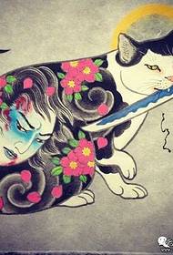 Japanesch traditionell Gebuerts Tattoo Cat Tattoo Design Manuskript