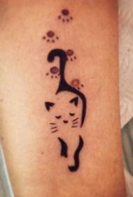 ذراع الصبي على رسم أسود الإبداعية صورة القط لطيف الوشم الأدبية