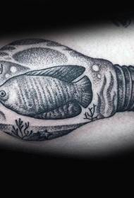 Veľkolepý pichľavý štýl čiernej ryby žiarovka tetovanie vzor