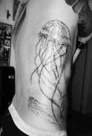 Bočna rebra lijep crni uzorak tetovaža meduza